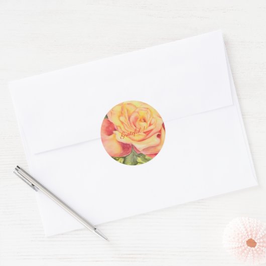 Waterverf Floral van gele roze roze roze Ronde Sticker (Envelop)
