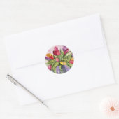 Waterverf Floral van kleurrijke Tulpen Ronde Sticker (Envelop)