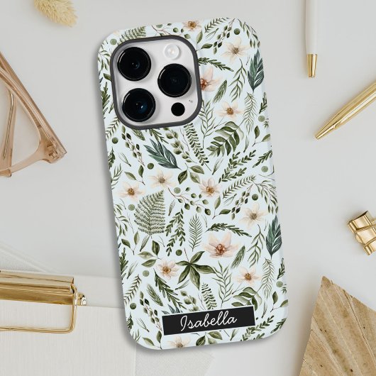Waterverf Floral van persoonlijke naam Case-Mate iPhone Case