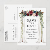 Waterverf Floral van Wedding Canopy Aankondigingskaart (Voorkant / Achterkant)