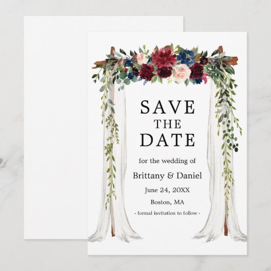Waterverf Floral van Wedding Canopy Save The Date (Voorkant / Achterkant)