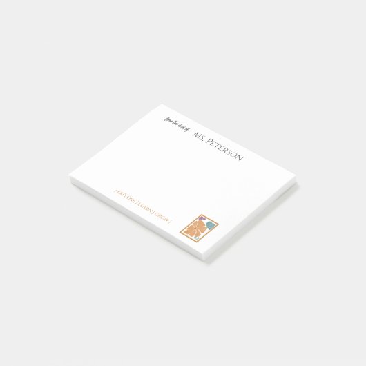 Waterverf Floral vanaf het bureau van de leerkrach Post-it® Notes (Schuin)