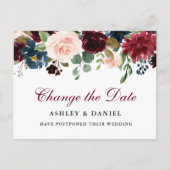 Waterverf Floral verander de datum Briefkaart (Voorkant)