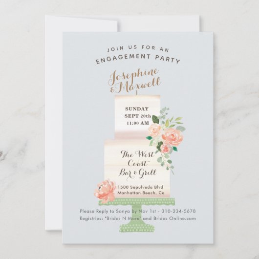 Waterverf Floral Verloving Kaart (Voorkant)