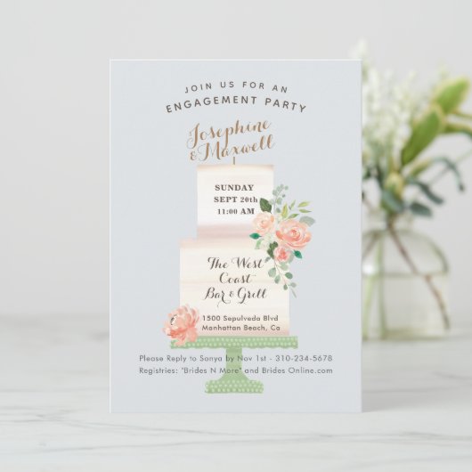 Waterverf Floral Verloving Kaart (Staand voorkant)