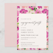 Waterverf Floral Verloving van Bright roze roze vu Kaart (Voorkant / Achterkant)