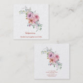 Waterverf Floral Vierkante Visitekaartje (Voorkant / Achterkant)