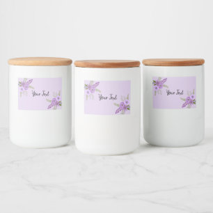 Waterverf Floral Violet Lavender Voedselcontainer Etiket