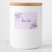 Waterverf Floral Violet Lavender Voedselcontainer Etiket (Voorkant)