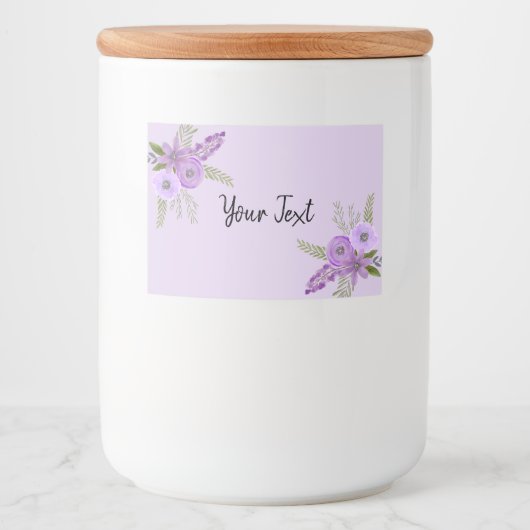 Waterverf Floral Violet Lavender Voedselcontainer Etiket (Voorkant)