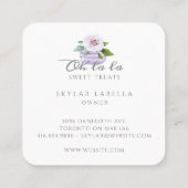 Waterverf Floral Violet Macaron Bakery & Sweets Vierkante Visitekaartje (Achterkant)