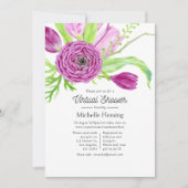 Waterverf Floral Virtual Baby shower Kaart (Voorkant)