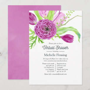Waterverf Floral Virtual Baby shower Kaart