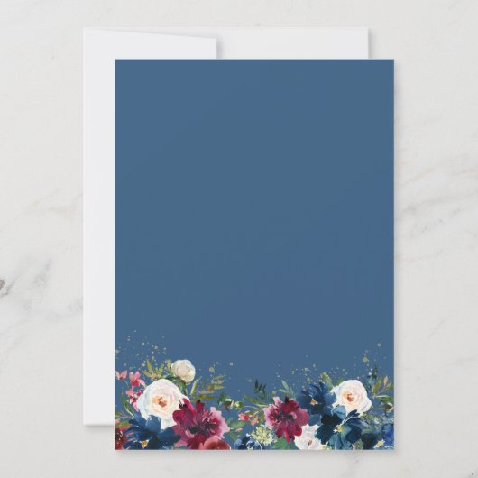 Waterverf Floral Virtual Wedding Kaart (Achterkant)