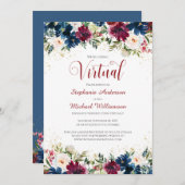 Waterverf Floral Virtual Wedding Kaart (Voorkant / Achterkant)