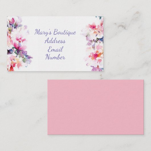 Waterverf Floral Visitekaartje (Voorkant / Achterkant)