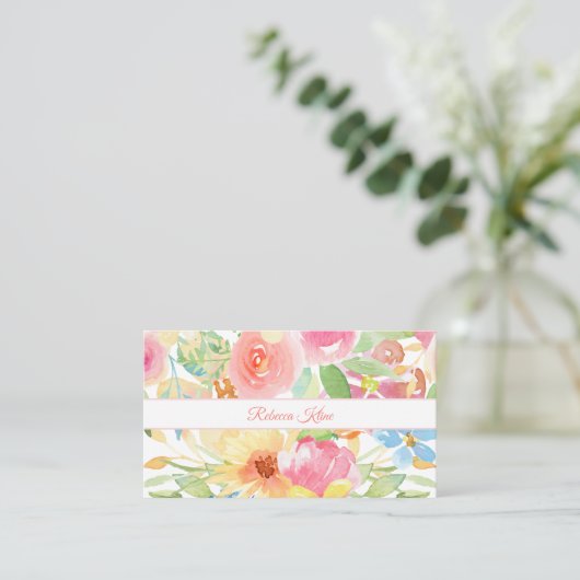 Waterverf Floral Visitekaartje (Staand voorkant)