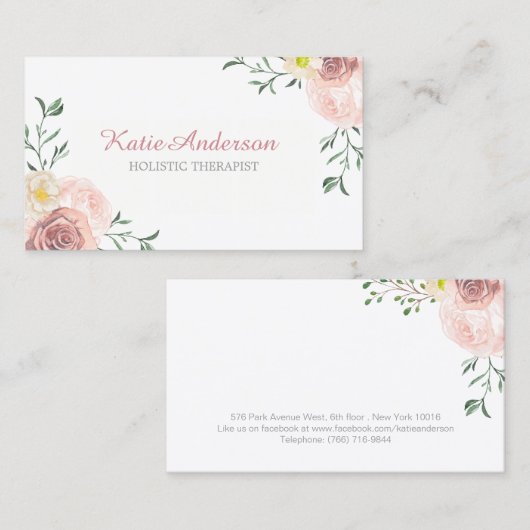  Waterverf Floral Visitekaartjes (Voorkant / Achterkant)