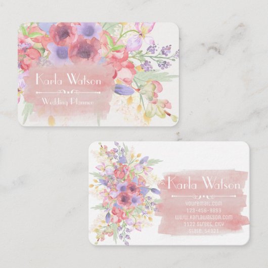 Waterverf Floral Visitekaartjes (Voorkant / Achterkant)