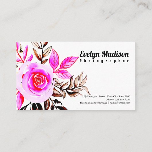 Waterverf Floral Visiting Card Visitekaartje (Achterkant)