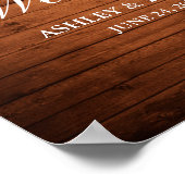 Waterverf Floral voor bruiloft Rustic Wood Burgund Poster (Hoek)