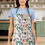 Waterverf "Floral" voor meisjes en roze rozen Schort<br><div class="desc">Keel Schort van de Waterverf van de roze rozen</div>