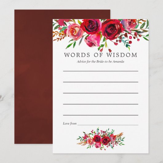 Waterverf Floral Vrijgezellenfeest Advice voor mam Kaart (Voorkant / Achterkant)