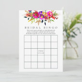 Waterverf Floral Vrijgezellenfeest Bingo Kaart (Staand voorkant)