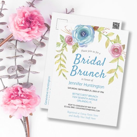 Waterverf Floral Vrijgezellenfeest Brunch Briefkaart