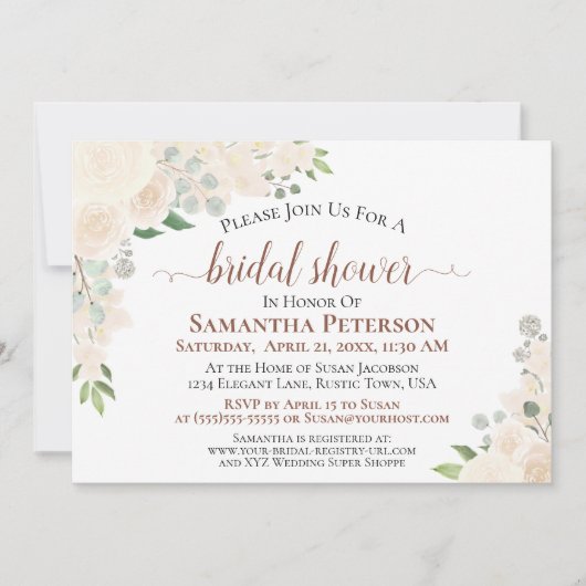 Waterverf Floral Vrijgezellenfeest Champagne Peach Kaart (Voorkant)