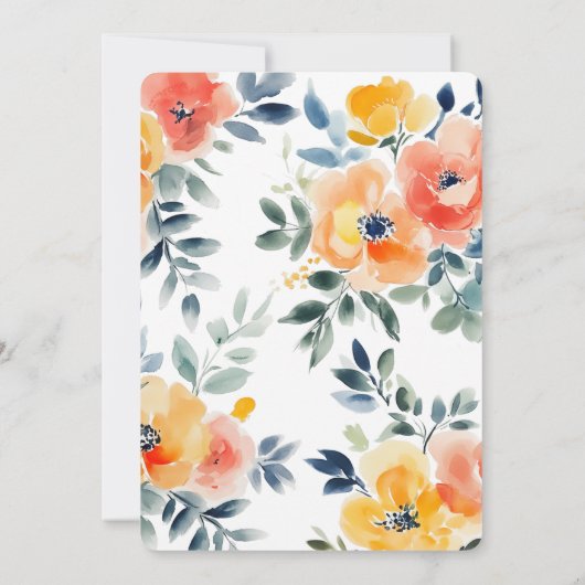 Waterverf Floral Vrijgezellenfeest CUSTOM Kaart (Achterkant)