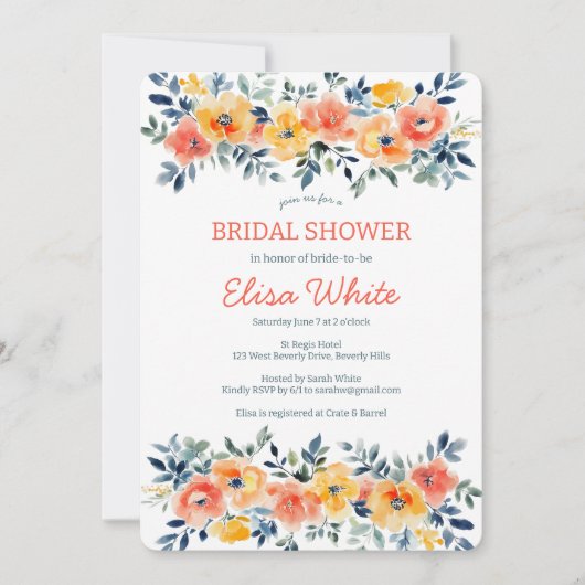 Waterverf Floral Vrijgezellenfeest CUSTOM Kaart (Voorkant)