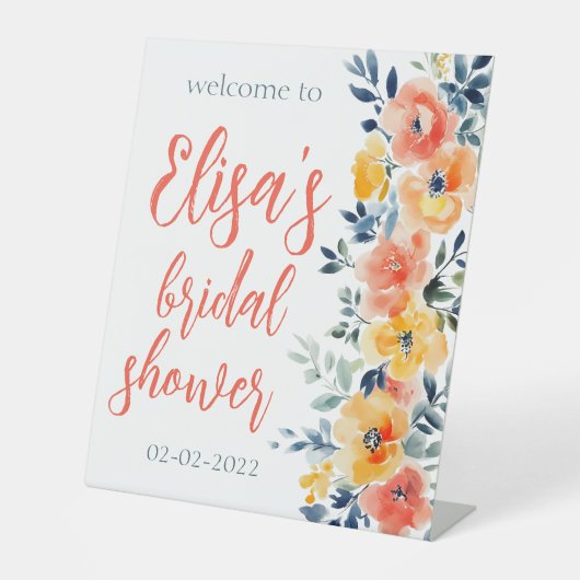 Waterverf Floral Vrijgezellenfeest CUSTOM Reclamebord Met Voetstuk (Voorkant)