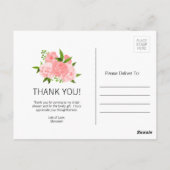 Waterverf Floral Vrijgezellenfeest Dank u Briefkaa Briefkaart (Achterkant)