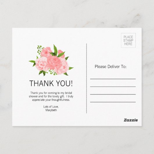 Waterverf Floral Vrijgezellenfeest Dank u Briefkaa Briefkaart (Achterkant)