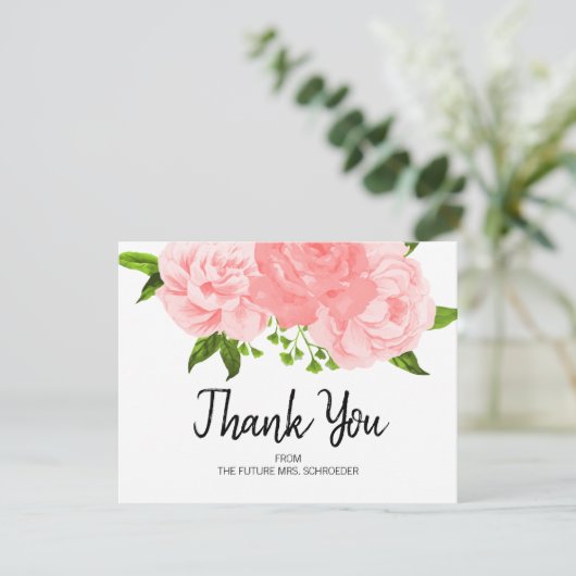 Waterverf Floral Vrijgezellenfeest Hartelijk dank Kaart (Staand voorkant)