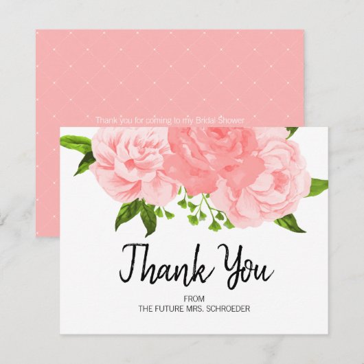 Waterverf Floral Vrijgezellenfeest Hartelijk dank Kaart (Voorkant / Achterkant)