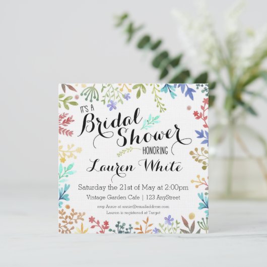 Waterverf Floral Vrijgezellenfeest Kaart (Staand voorkant)