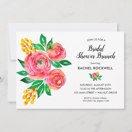 Waterverf Floral Vrijgezellenfeest Kaart (Voorkant)