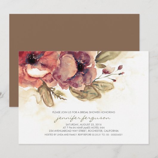  Waterverf Floral Vrijgezellenfeest Kaart (Voorkant / Achterkant)