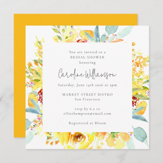 Waterverf Floral Vrijgezellenfeest Kaart (Voorkant / Achterkant)