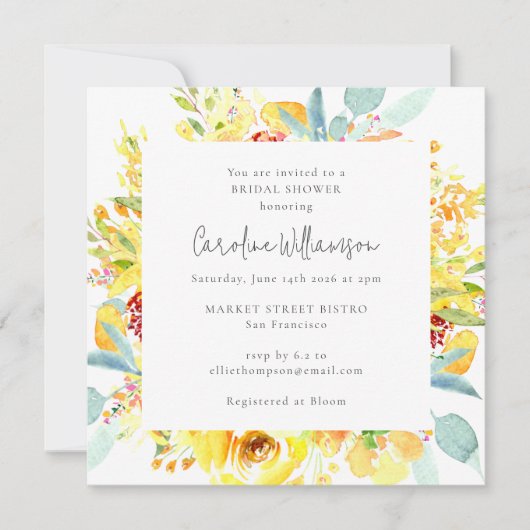 Waterverf Floral Vrijgezellenfeest Kaart (Voorkant)