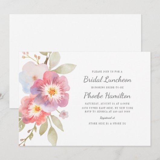 Waterverf Floral Vrijgezellenfeest Kaart (Voorkant / Achterkant)