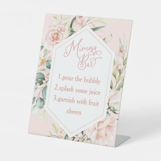 Waterverf Floral vrijgezellenfeest mimosa staaftek Reclamebord Met Voetstuk (Voorkant)