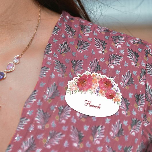 Waterverf Floral Vrijgezellenfeest Name Tag Sticker