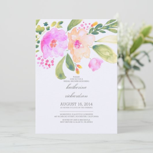 waterverf floral vrijgezellenfeest nodigt uit kaart (Staand voorkant)