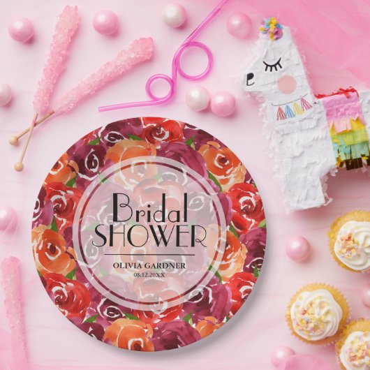 Waterverf Floral Vrijgezellenfeest Papieren Bordje (Feest)