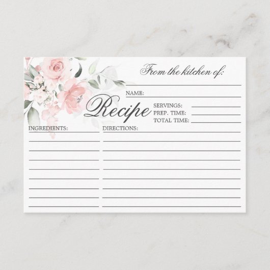 Waterverf Floral Vrijgezellenfeest RECIPE Enclosur Informatiekaartje (Voorkant)