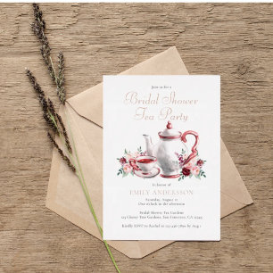 Waterverf Floral Vrijgezellenfeest Tea Folie Uitnodiging