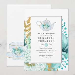 Waterverf Floral Vrijgezellenfeest Tea Party Kaart